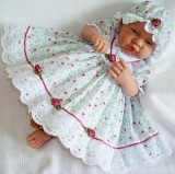 Rose Floral Dress + Mop Cap 