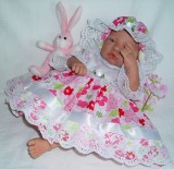 Pink Floral Dress + Mop Cap 