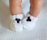 White Navy Bootees  