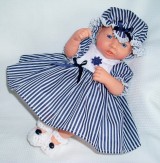 Navy Striped Dress + Mop Cap 