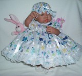 Blue Animal Print Dress + Mop Cap
