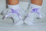 White + Lilac Frilly Socks