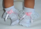 White + Pink Frilly Socks