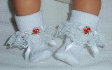 White + Red Frilly Socks