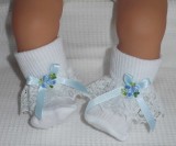 White + Blue Frilly Socks