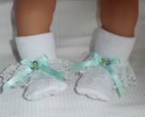 White + Mint Frilly Socks