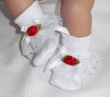 White + Red Frilly Socks