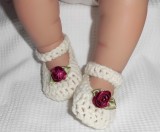 Ivory Shoes With Wine Rosebud