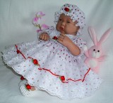 Strawberry Dress + Mop Cap Will Fit 0-3 Months Baby 