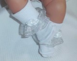 White Silver Voile Frilly Socks
