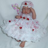 Red Floral Dress + Mop Cap