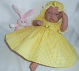Lemon Gingham Dress + Mop Cap