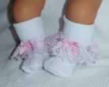 PINK Lace Trimmed Frilly Socks