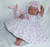 Pink Floral Dress + Mop Cap
